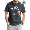 Men's Summer 100 Cotton Fashionable Casual Loose Large Fun Beer Pattern Printed Sports Round Neck Short Sleeve T-shirt Top