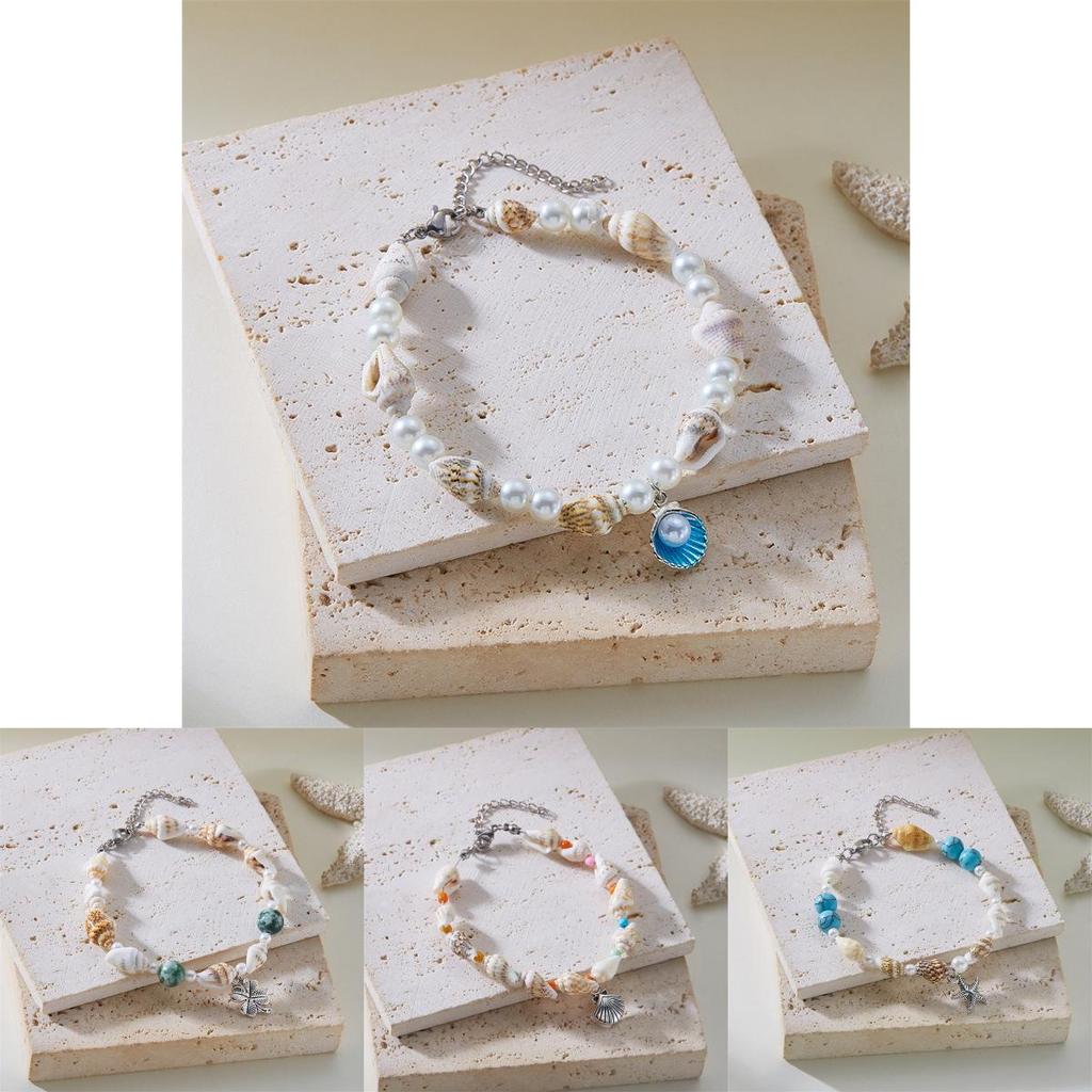 Shell Fish Tail Pendant Bracelets For Beachwear And Casual Wear