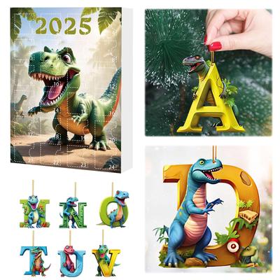 Weihnachts-Adventskalender Mehrzweck-Dinosaurier-Countdown-Kalender Niedliche hängende Drachen-Ornamente für Kinder Kleinkinder Weihnachtsgeschenke