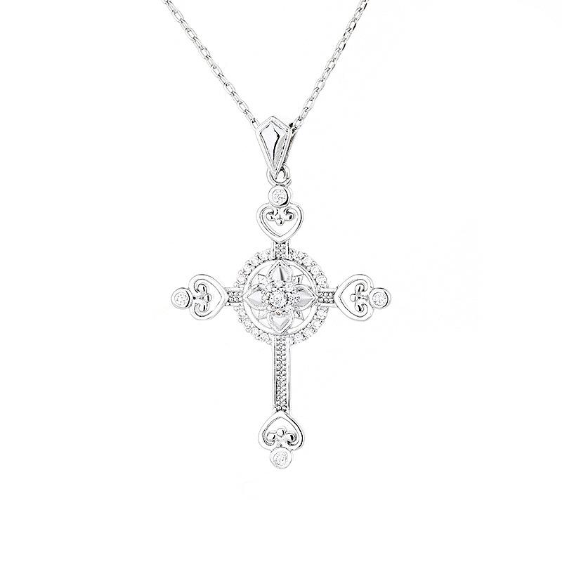 Hip Hop Vintage Love Necklace Punk Simple Sweet Cool Dark Wind Cross Necklace