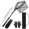 Folding Fishing Net With Non-Slip Gloves Storage Bag Telescoping Pole Handle Extend Landing Net Coated Nylon Mesh for Men Women