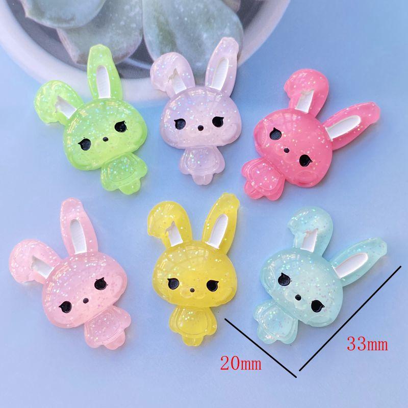 Baby Rabbit Shiny Resin Cute Animal Flat back Cabochon 12 pcs 20*33 mm For Hair Clothing Shoes Planar Resin DIY Home Decoration