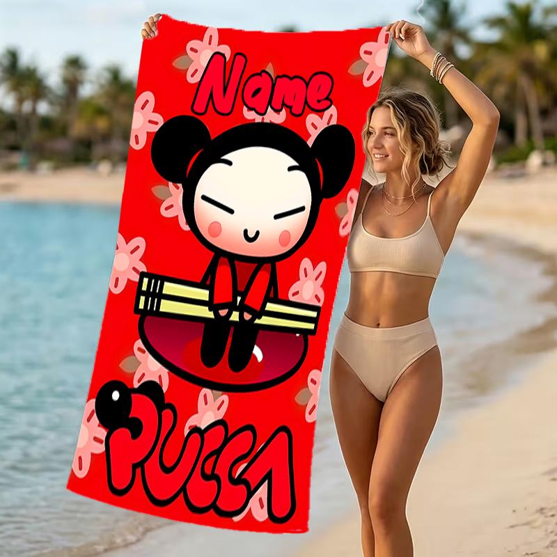 Customizable personalized beach towels Pucca themed designs.Suitable for the beach, yoga, sports;ideal as beach accessories