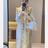 Elegant Fleece-Lined Qipao Vest Dress with Yellow Fur Collar, High-End, New Chinese Style, National Trend.