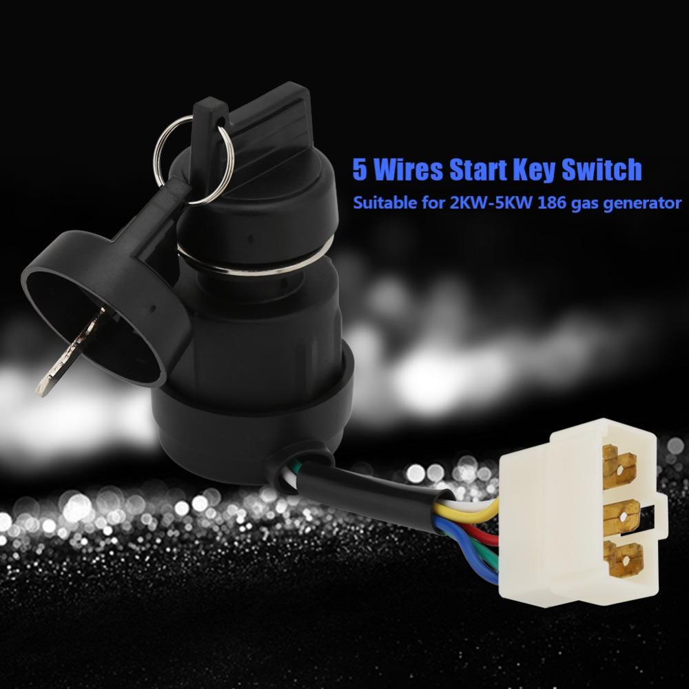 5 Pin Ignition Start Key Switch 5 Wires Key Starter Switch For Gasoline Generator