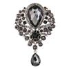 Yousheng Glass Rhinestone Water-drop Shape Brooch Pin Electroplated Long Lasting Party Jewelry Brooch Clothes Decor