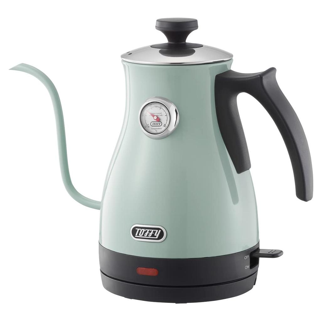Electric Kettle with Thermometer Suitable Coffee Hand Dry Heating Gooseneck Retro [Toffy] K-KT3 (ash White), Temperature, Drip, Drip, Prevention,