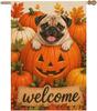 Welcome Pug Dog Fall Garden Ag  Double Sided Farmhouse Holiday Outside Decorations Pumpkin Yard Ag Hello Autum