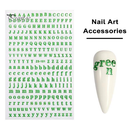 1 Sheet Nail Art Stickers 3D 26 English Alphabet Nail DIY Manicure Adhesive Letter Decals Great Stickiness Anti-slip Nail Art Accessories