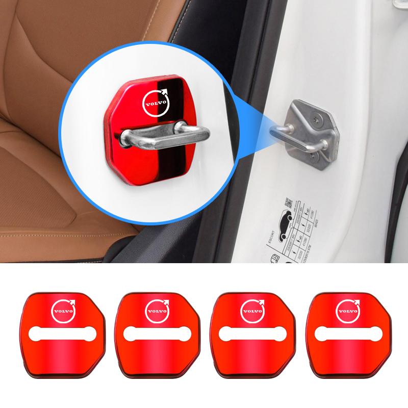 4PCS Car Door Lock Cover Stainless Steel Protection Accessories For Volvo V60 V40 XC90 V90 S60 C30 XC60 V50 V70 S90 XC40 S80 T6