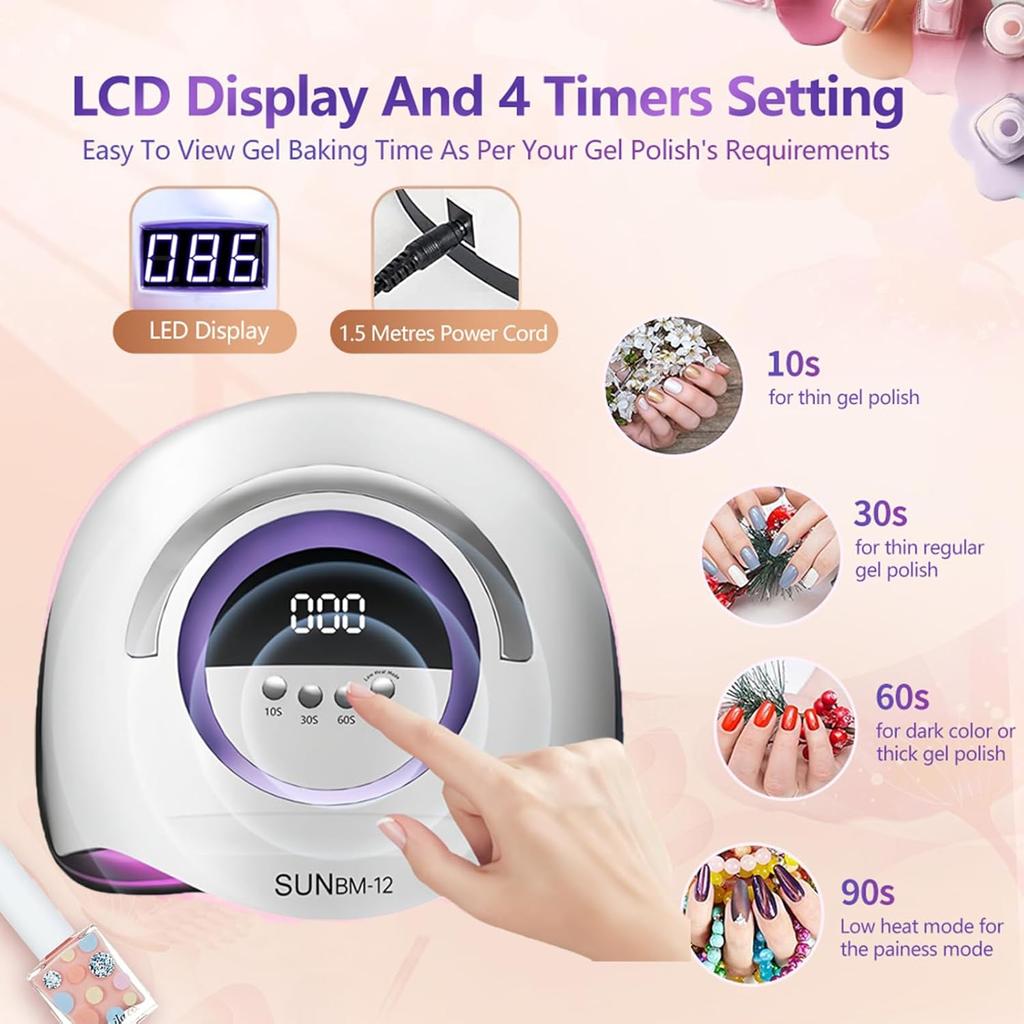 UV LED Nail Lamp 72 Beads 300W with Sensor & 4 Timer Settings