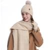 3pcs/set Hat Scarf For Women Gloves Set Outdoor Riding With Touch Screen Winter Pompom Hat Knit Beanie Fleece Lined