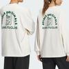 Adidas Originals Letter Pattern Printed Sports Loose American Vintage Long Sleeve Drop Shoulder T-Shirt Unisex Tops Pink White IZ1538