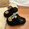 Cute Baotou Heightening Fleece Cotton Slippers Women's 2025 Autumn and Winter New Internet Celebrity Cartoon Fluffy Slippers Women's Outer Wear