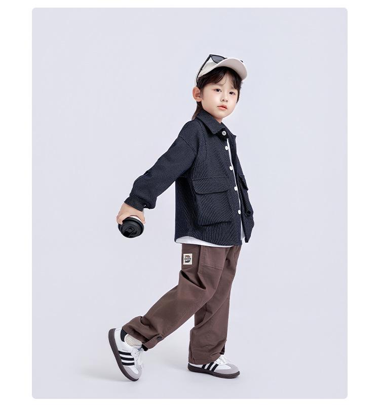 Boys' Stylish Long-Sleeve Turn-Down Collar Shirt - 2025 Spring/Autumn Collection