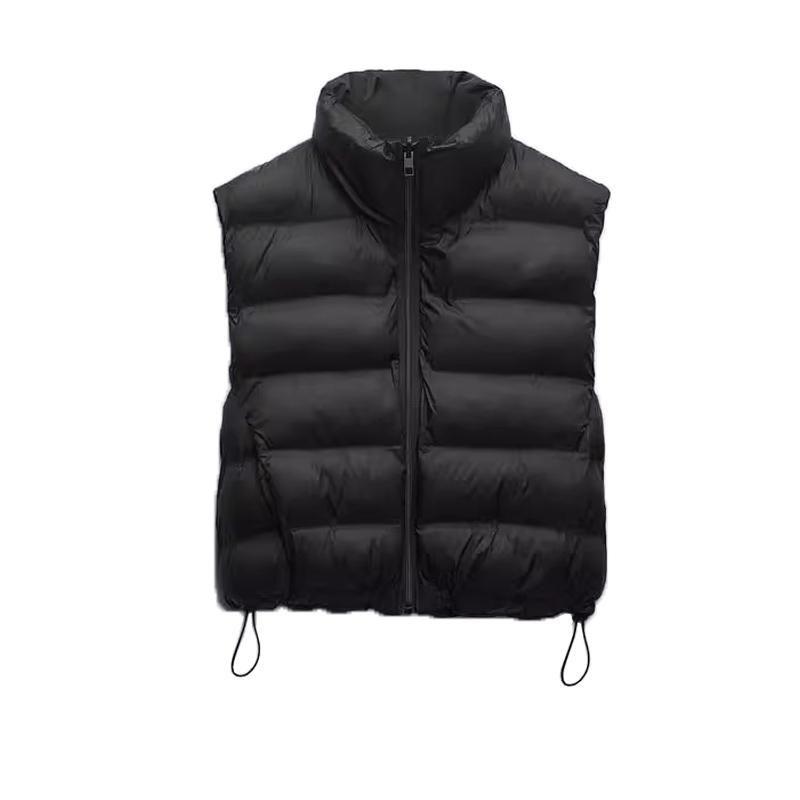 Fall and Winter New Arrival Women's Stand Collar Sleeveless Double-Sided Wear Short Cover-up Cotton-Padded Jacket Vest Vest 3427712