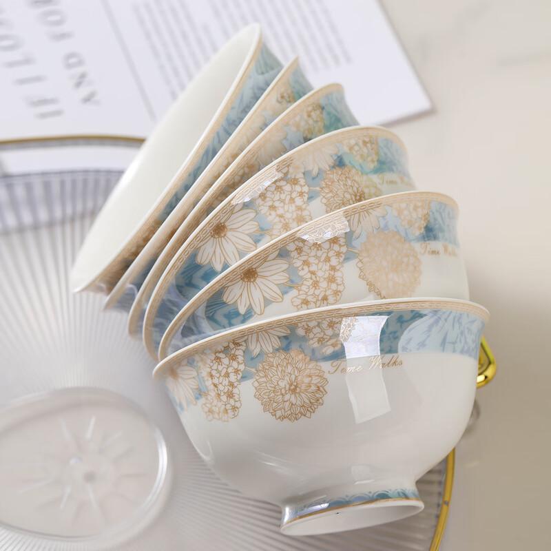 Hao Ya Jingdezhen Keramické 'Time Walk' Rýžové misky 4,5 palce, 6 kusů