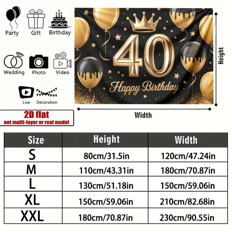 Party Backdrop 40Th Birthday Crown Flat Golden Balloons Multi Family Weddings Birthdays Photo Booth Decor Front Door Decor