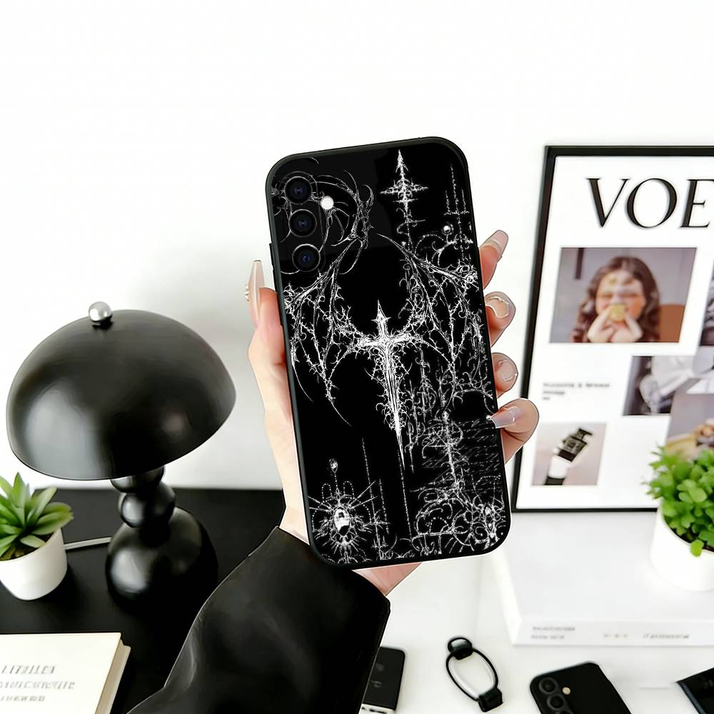 G-Gothic Cyber Sigil Phone Case For Samsung Galaxy A73,A72,A71,A70,A53,A52,A51,Others Soft Black Cover