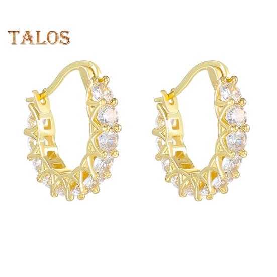 

1 пара женских сережек-обручей с кубическим цирконием во французском стиле, маленькие круглые медные серьги-кольца для вечеринок, свадеб, банкетов золотистый