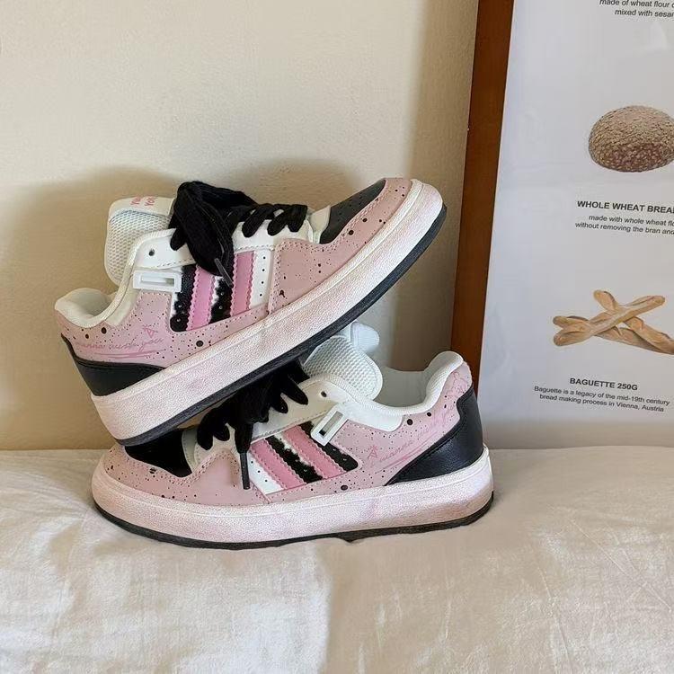 Student Little White Shoes Female Dopamine Breathable 2025 Spring New Student Sports Bread Shoes Female Thick Baseplate Shoes Female