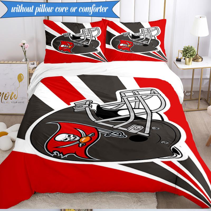 Tampa Bay Buccaneers Helmet 3pcs Bedding,Including 1pc Duvet Cover And 2pcs Pillowcases Perfect for Christmas,Ideal for Bedroom, Dormitory