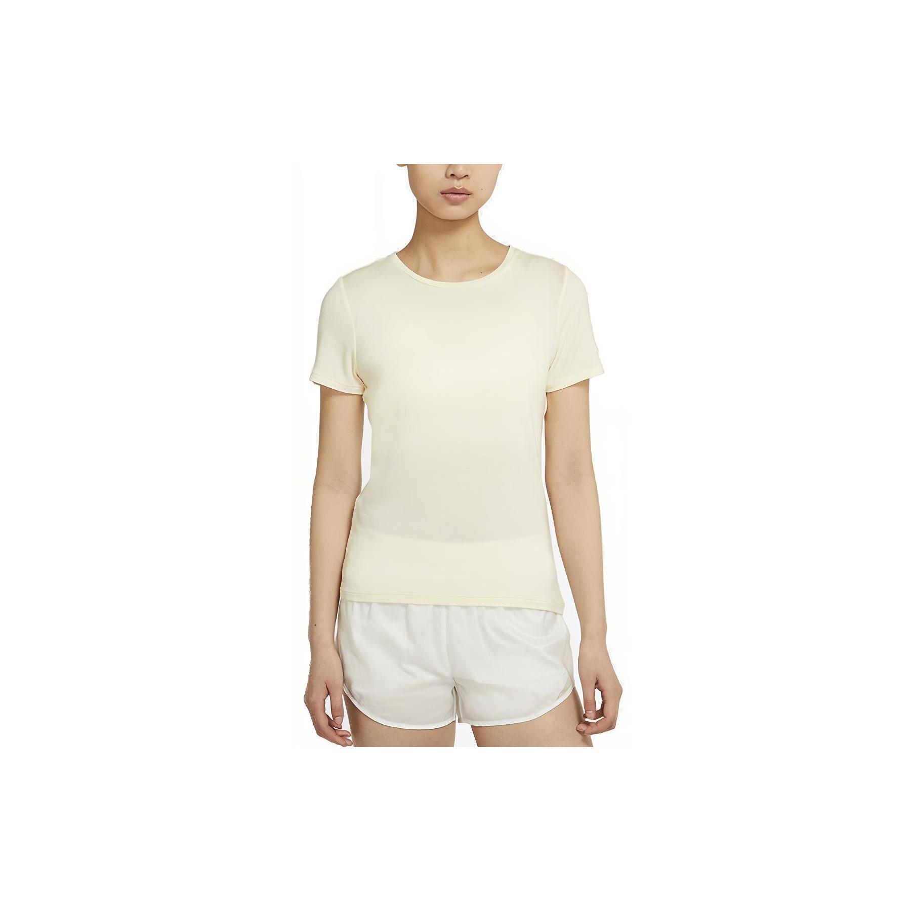 (WMNS) Nike Logo Printing TrainingSport Round NeckShort Sleeve Yellow Women s DJ8519-110 L