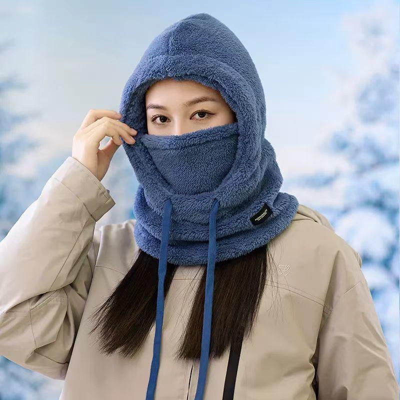 Winter Balaclava Fleece Hat for Women Hooded Scarf Mask Ear Warmer Thick Thermal Cap Integrated Neck Gaiter Winter Hat