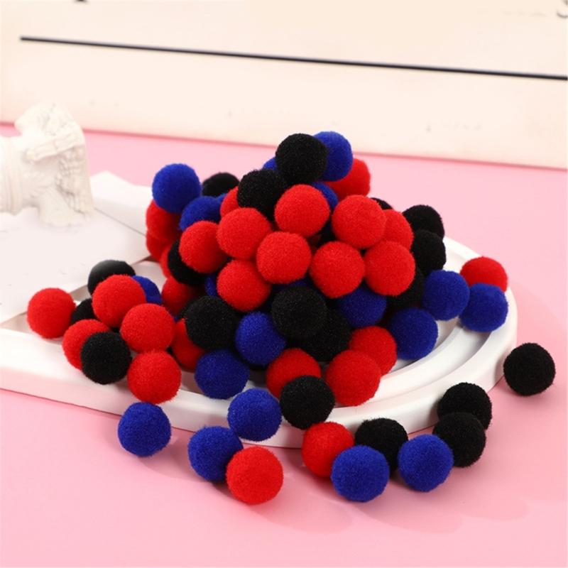 100pcs/set Colorful Plush Poms Ball Applique Make Hairband Scarf Mittens Crafts