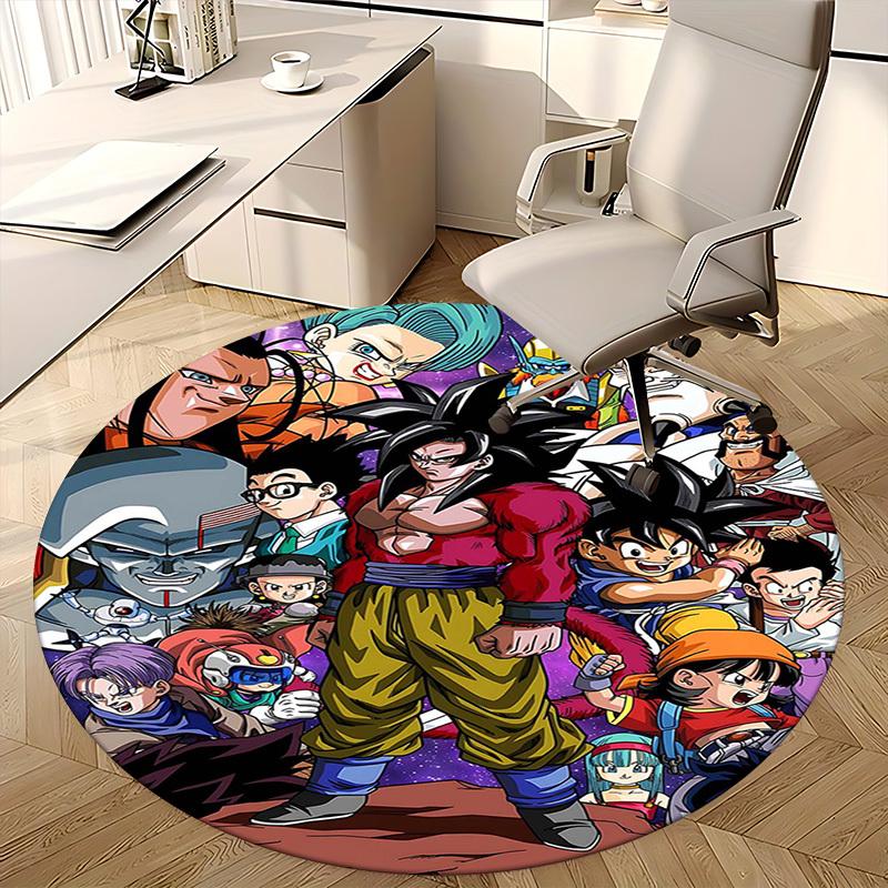 1pc Dragon Ball Z Characters Anime Cartoon Design Round Carpet Office Chair Mat NonSlip Rug Suitable for Home Decor Living Room Bedroom Game