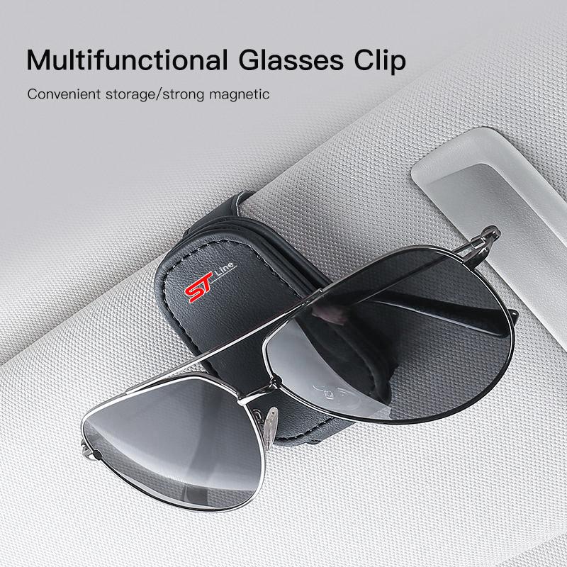 Car Sun Visor Glasses Clip Sunglasse Eyeglasses Holder For Ford ST Line F150 Ranger Fiesta Focus Transit Mustang Mondeo MK2 MK3
