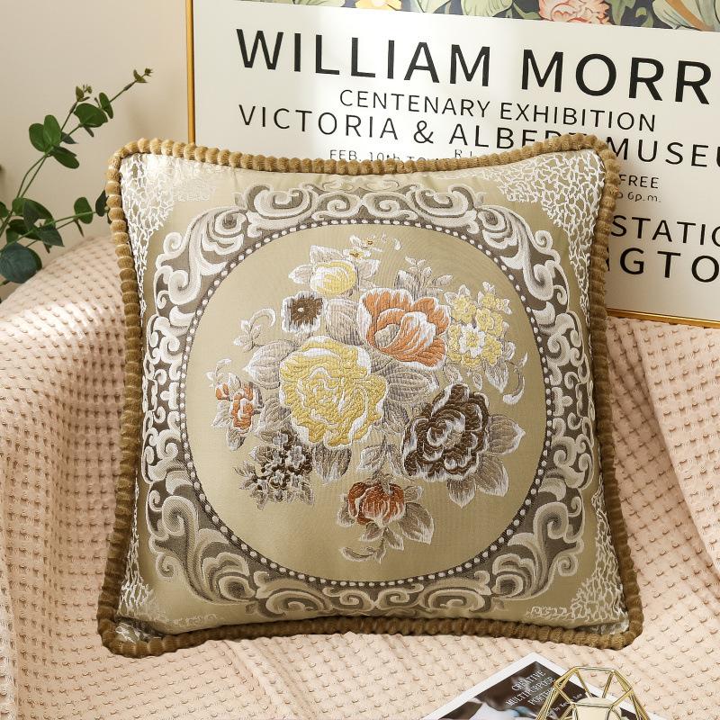 European-Style Sofa Pillow Case Luxury Living Room Pillows Bedside Backrest Embroidery Pillow Cover Large Pillow Removable