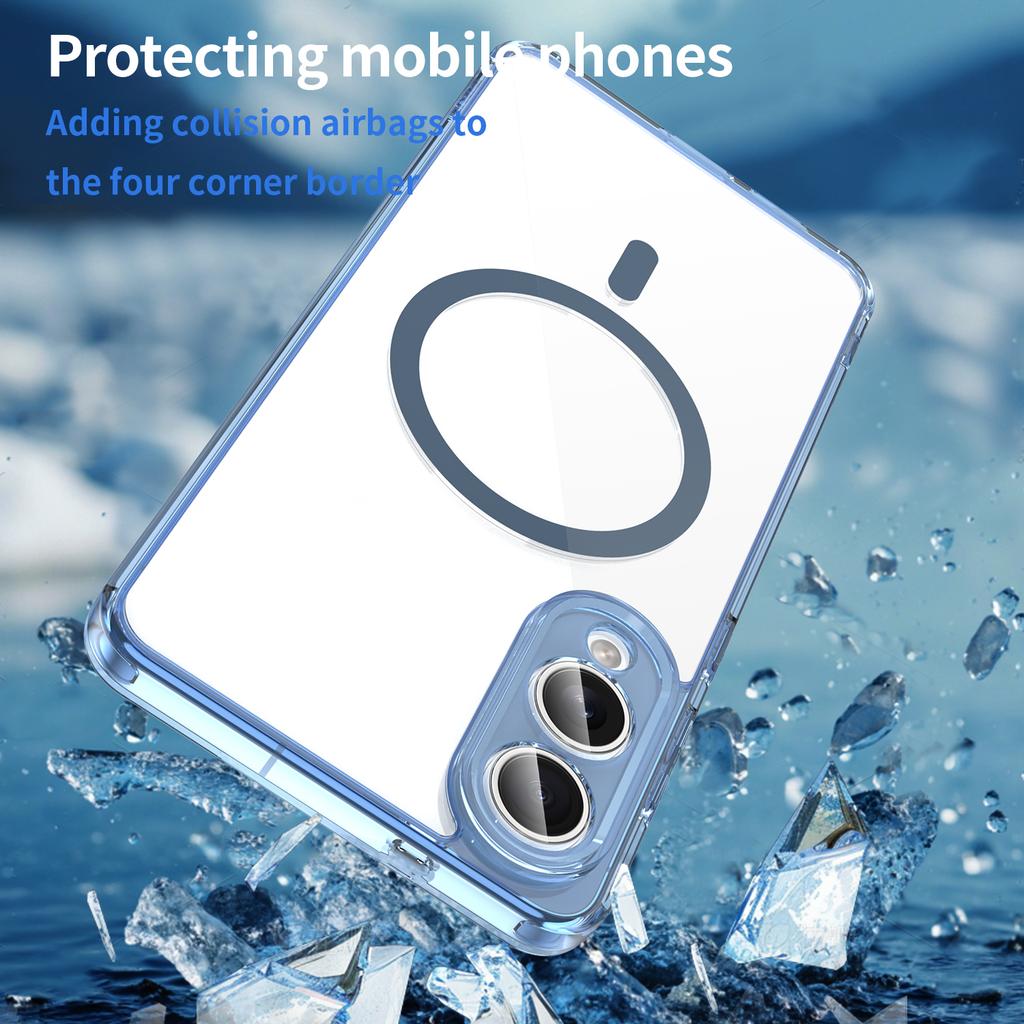 For Samsung Galaxy S25 Edge Phone Case, Magnetic Shockproof Transparent Cover for Samsung Galaxy S25 Edge