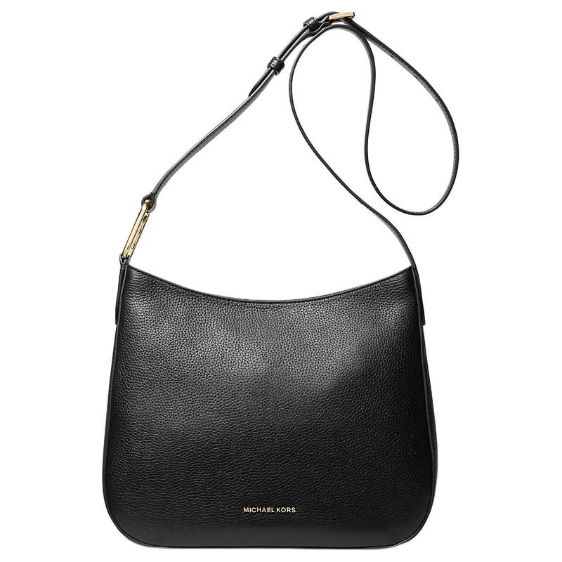 MICHAEL KORS Kensington Gold Logo Zip Closure Leather Crossbody Shoulder Bag Large Women s Black чёрный