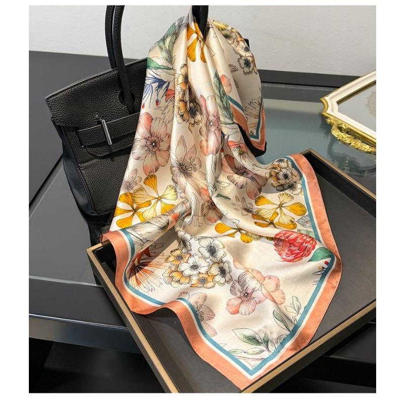 

NEW Hangzhou Silk Korean Version Romantic Purple Printed 53 Silk Square Women Scarf 100% Silk Scarf Thin Decorative Scarves 53CMX53CM