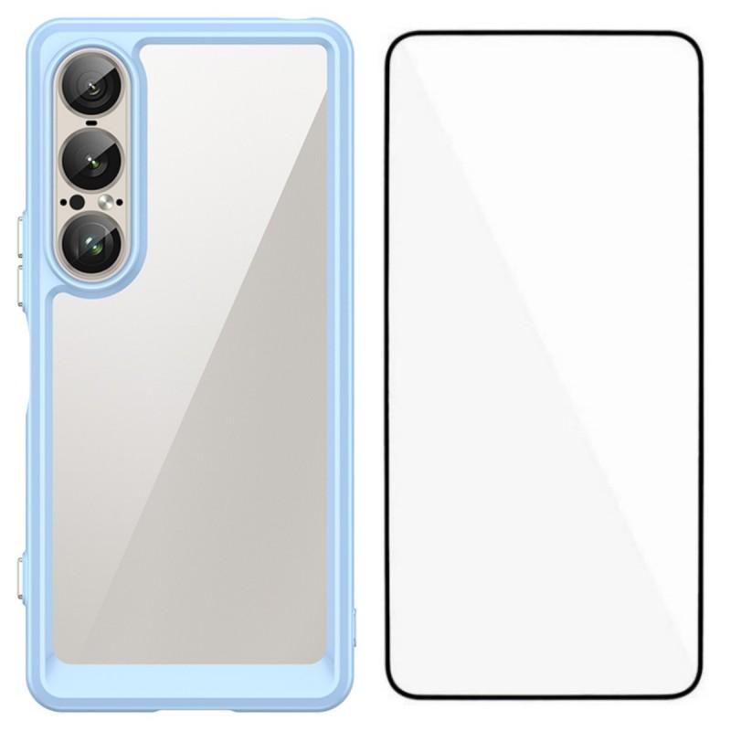 For Sony Xperia 1 VII Phone Case WANLONFENG XC Series TPU Acrylic Cover with Tempered Glass (Big Lens Hole)