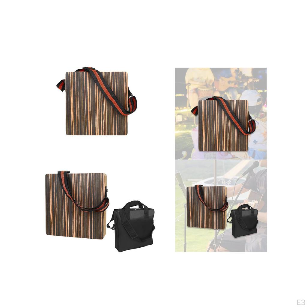 Cajon Drum for Travel, Wooden Percussion Instrument with Carrying Strap