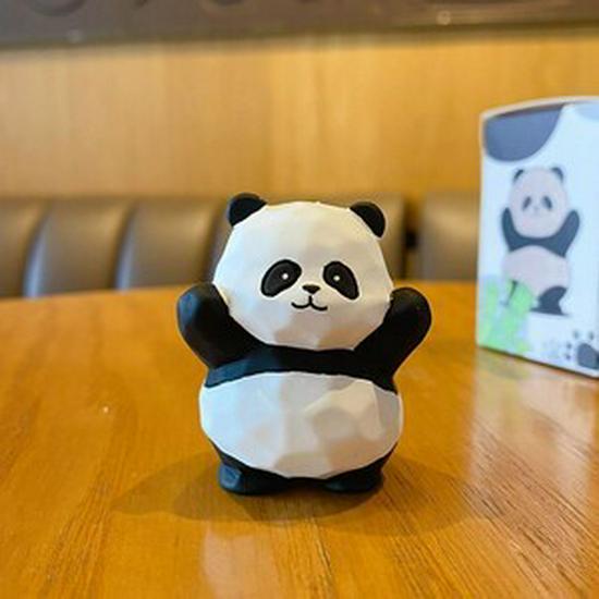 Eight Elegant Panda Car Ornament - Cute Resin Figurine for Desktop Decoration
