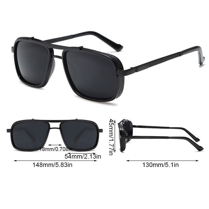 Non-polarized Stylish Rectangle Sunglasses Classic Thick Edge Steampunk Sunglasses for Driving