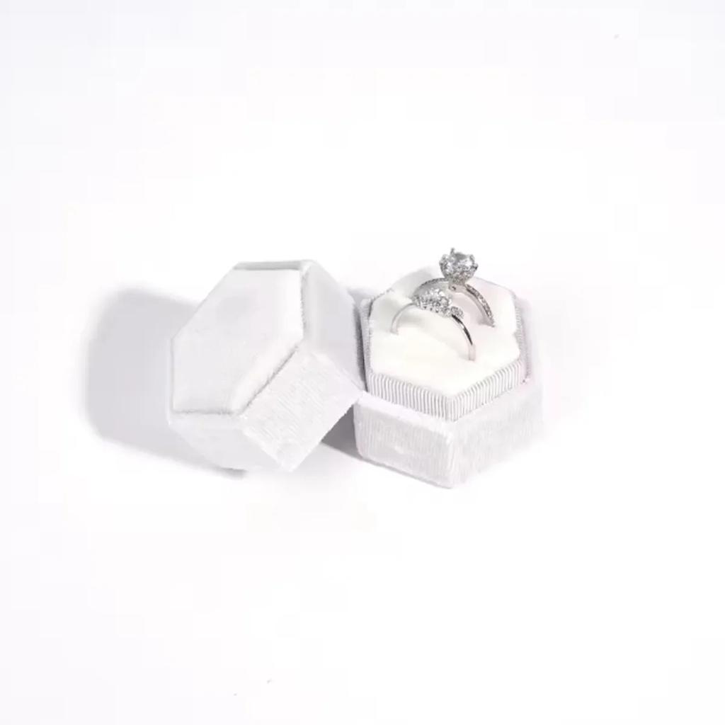 1pc-Vintage Hexagonal Jewelry Double Ring Box Empty Box Engagement Wedding Ceremony Valentine's Day Gift Organizer