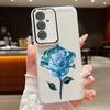 Fashion Crystal Rose Print Clear Silicone Phone Case For Samsung S24 Ultra S23 Plus S22 S21 S20 FE A54 A34 Lens Protection Soft Shockproof Back Cover