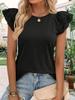 Women's Ruffle Cap Sleeve T Shirt Crew Neck Lace Feminine Summer Top