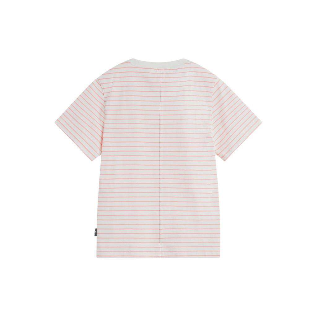Puma Navy Pack Striped Design Vintage Casual Round Neck Short Sleeve T-Shirt Women Tops Peach-Pink 627732-55