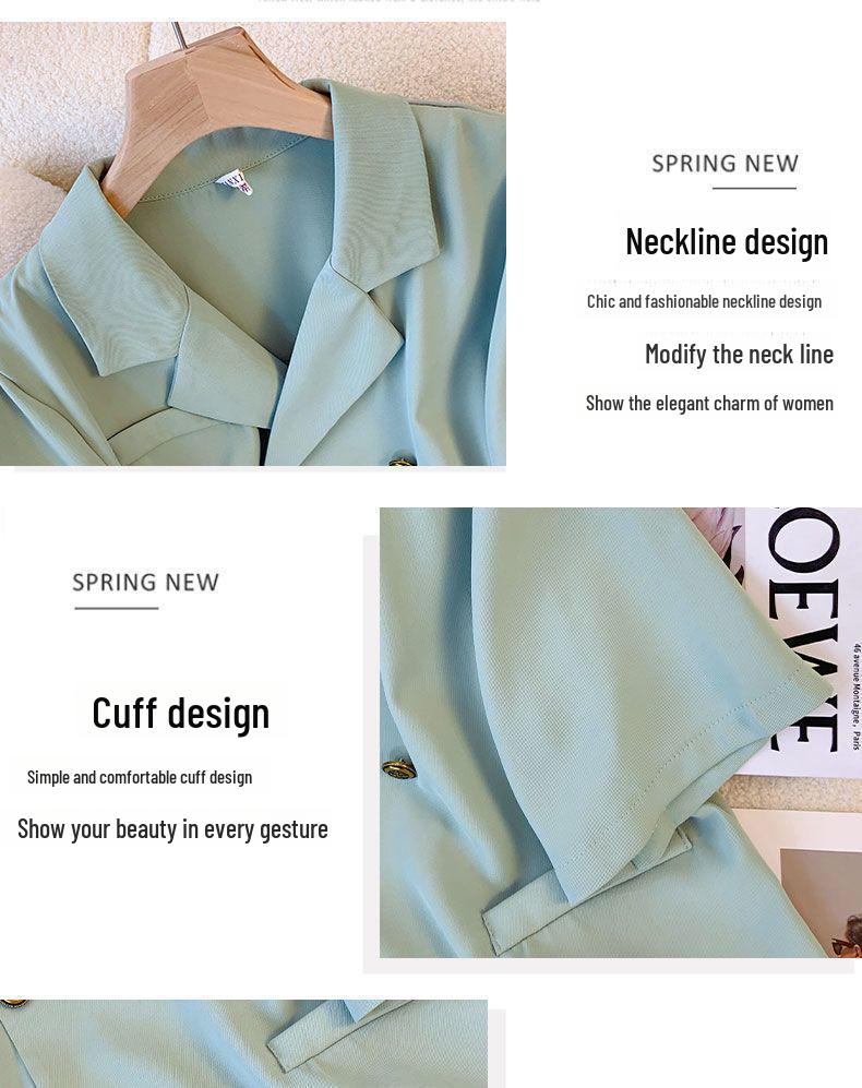 Korean-Style Plus Size Pleated Skirt Suit with Irregular Collar Top