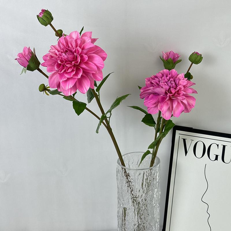 Artificial Flower Wedding 3head 3d Dahlia Silk Fabric Event Photography Decor