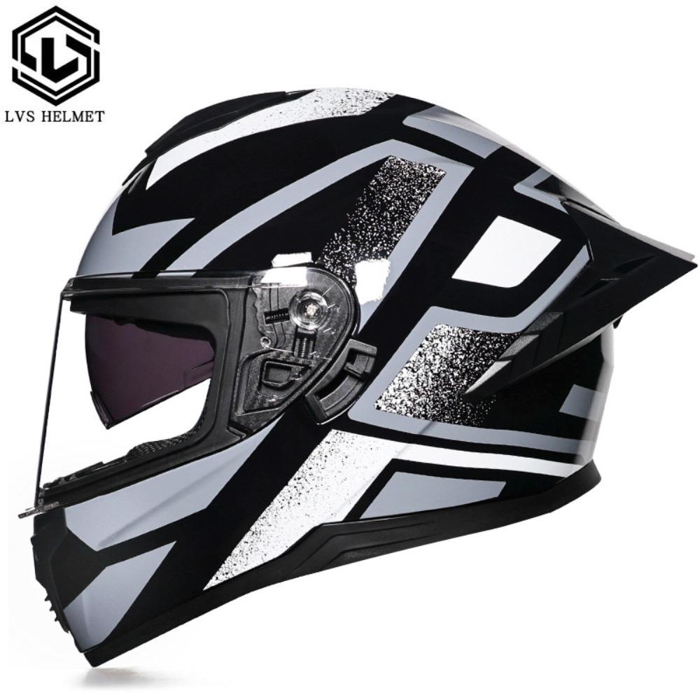 DOT Full Helmet Double Mirror Helmet Men's Four-season Universal Hard Hat Female Knight Locomotive Double Lens