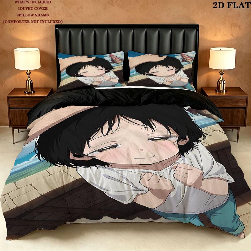 Takopi'S Original Sin Pattern Bedding Quilt Set Quilt Cover Pillowcase Home Birthday Gift(1 * duvet cover + 2 * pillowcase, without core)