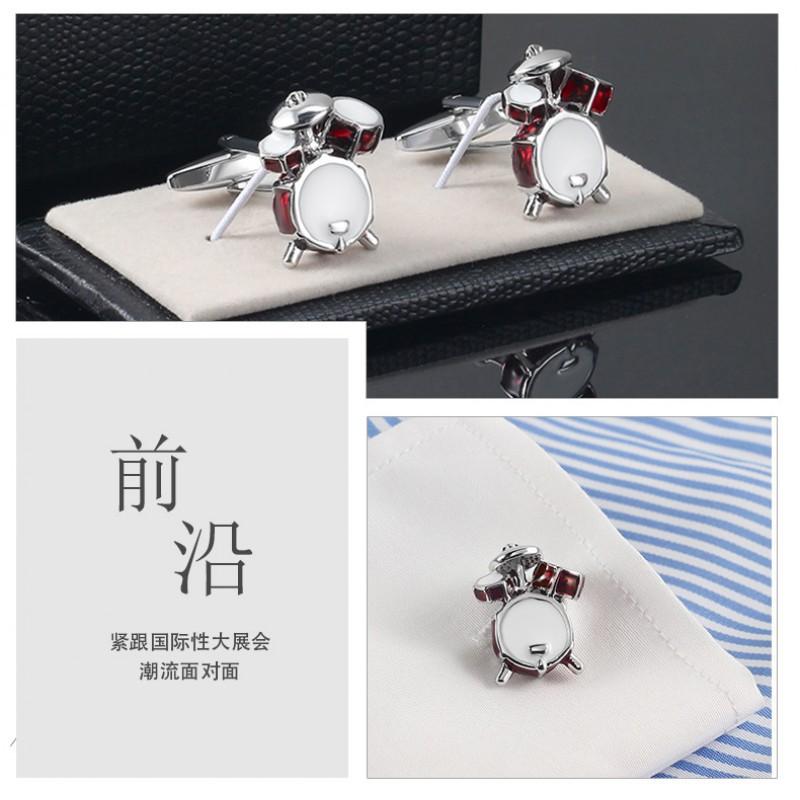 Drum Set Red Dot Painted Metal Enamel Cufflinks Men's French Shirt