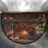 Christmas Snowflake Half Round Door mat Xmas Red Cute Semi Circle Area Rug Non-Slip Soft Washable Floor Mats Home Decor