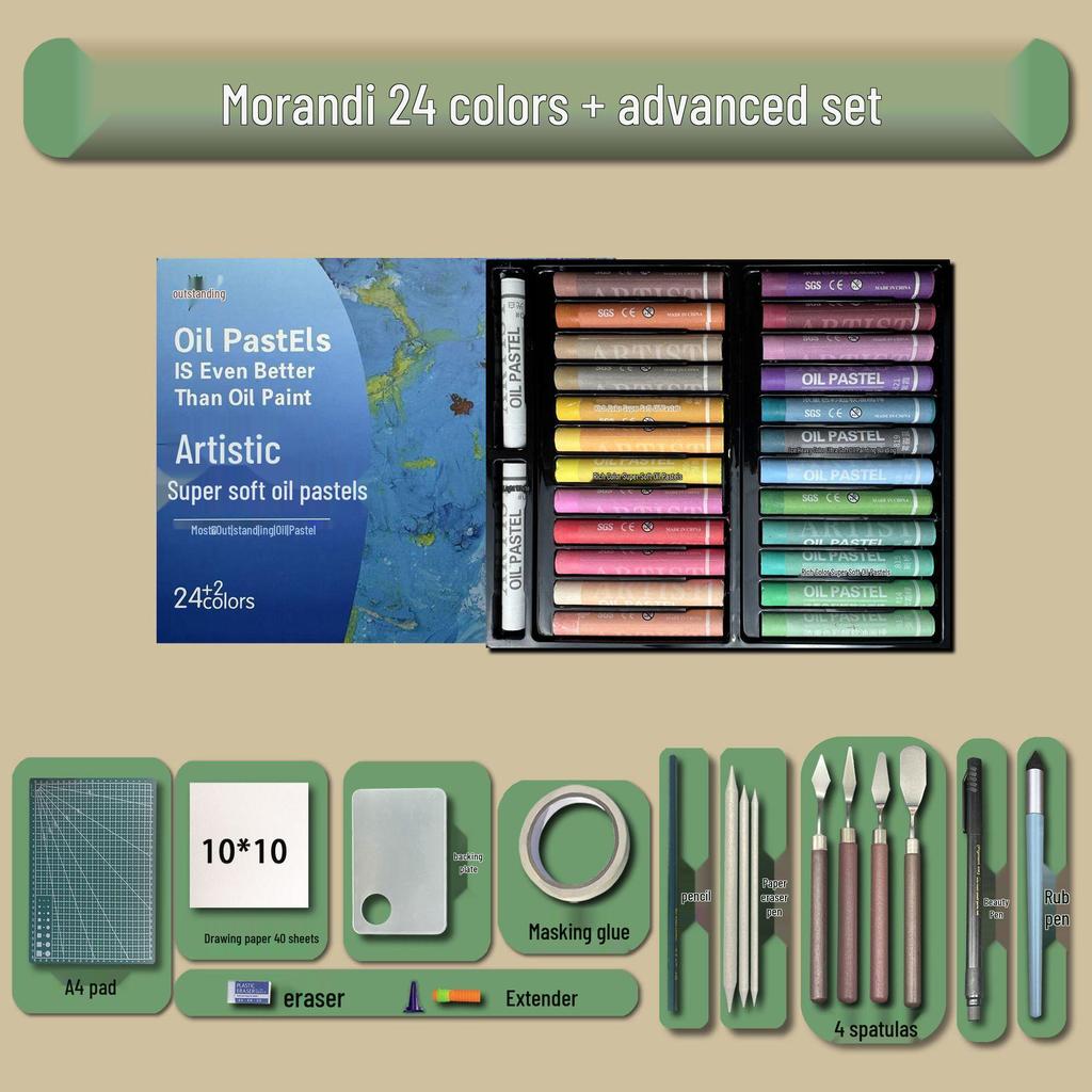 48-Color Super Soft Oil Pastels Set with Scraper - Child's Painting Kit